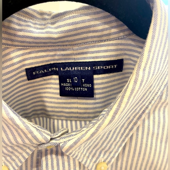 Ralph Lauren Blue and White Striped Button Down Shirt - Picture 4 of 5